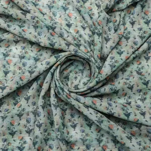 Beautiful Green Seamless Motif Flower Digital Printed Fabric - Weightless