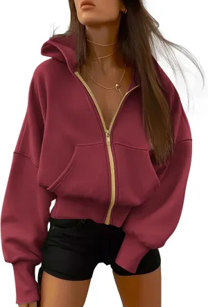 BTFBM Womens Zip Up Hoodies Long Sleeve Fashion Sweatshirt Fleece Y2K Hooded Jacket 2025 Trendy Fall Spring Clothes