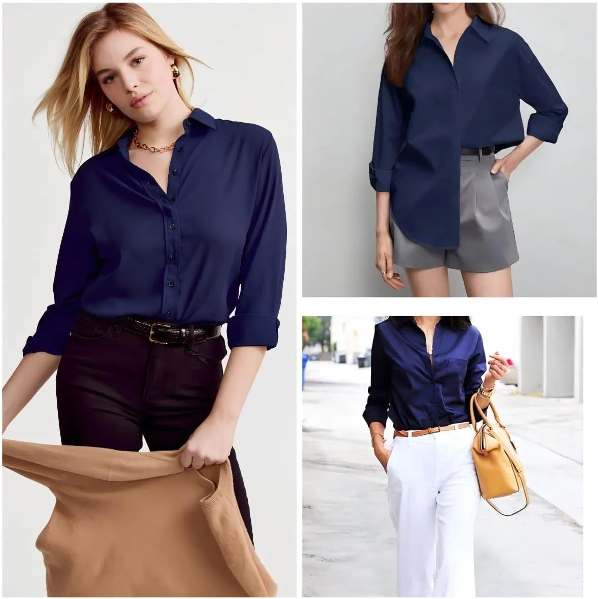 HOTOUCH Women's Button Down Shirts Long Sleeve Button-up Dress Shirt Fitted Business Collared Work Office Suit Blouses
