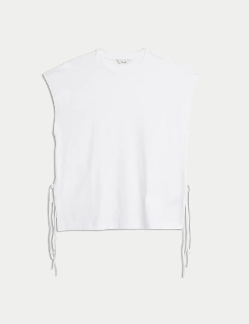 Pure Cotton Side Tie Jersey T-Shirt