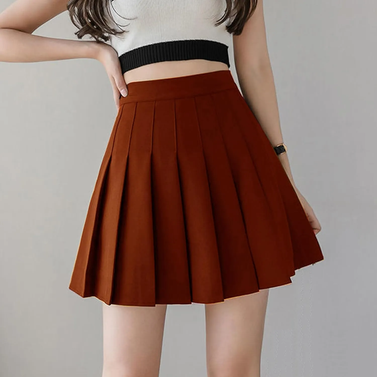 TONCHENGSD Women's High Waist Pleated Mini Skirt Skater Tennis Skirt