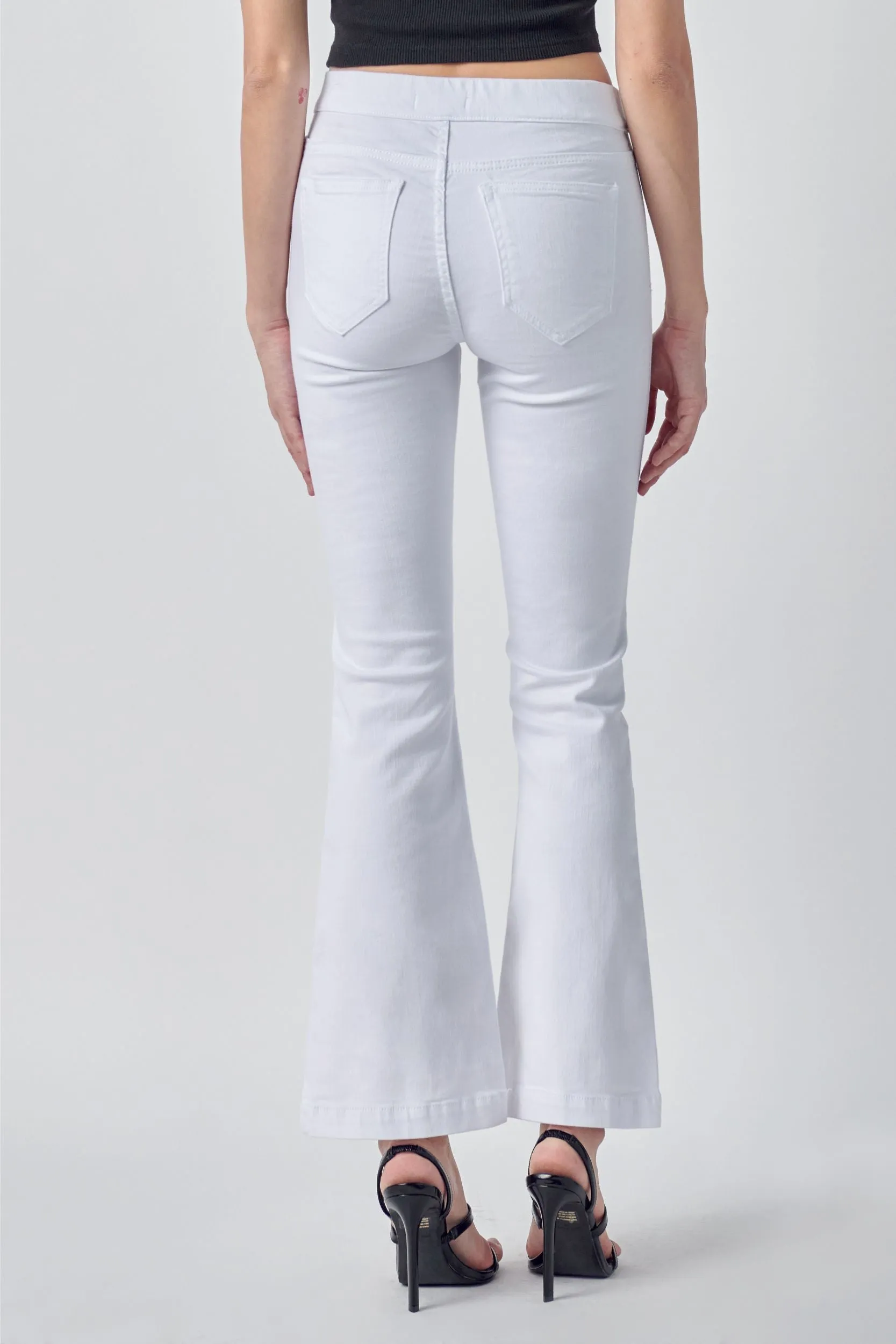 White Flare Pull On Pants