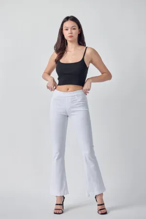 White Flare Pull On Pants